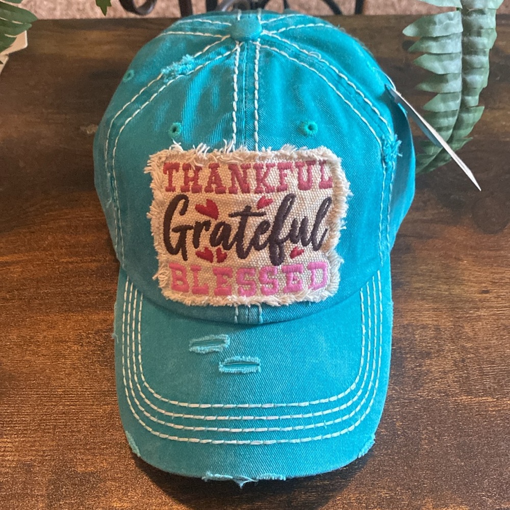Unique green, distressed, Thankful, Grateful, Blessed bill cap! - Picture 4 of 4